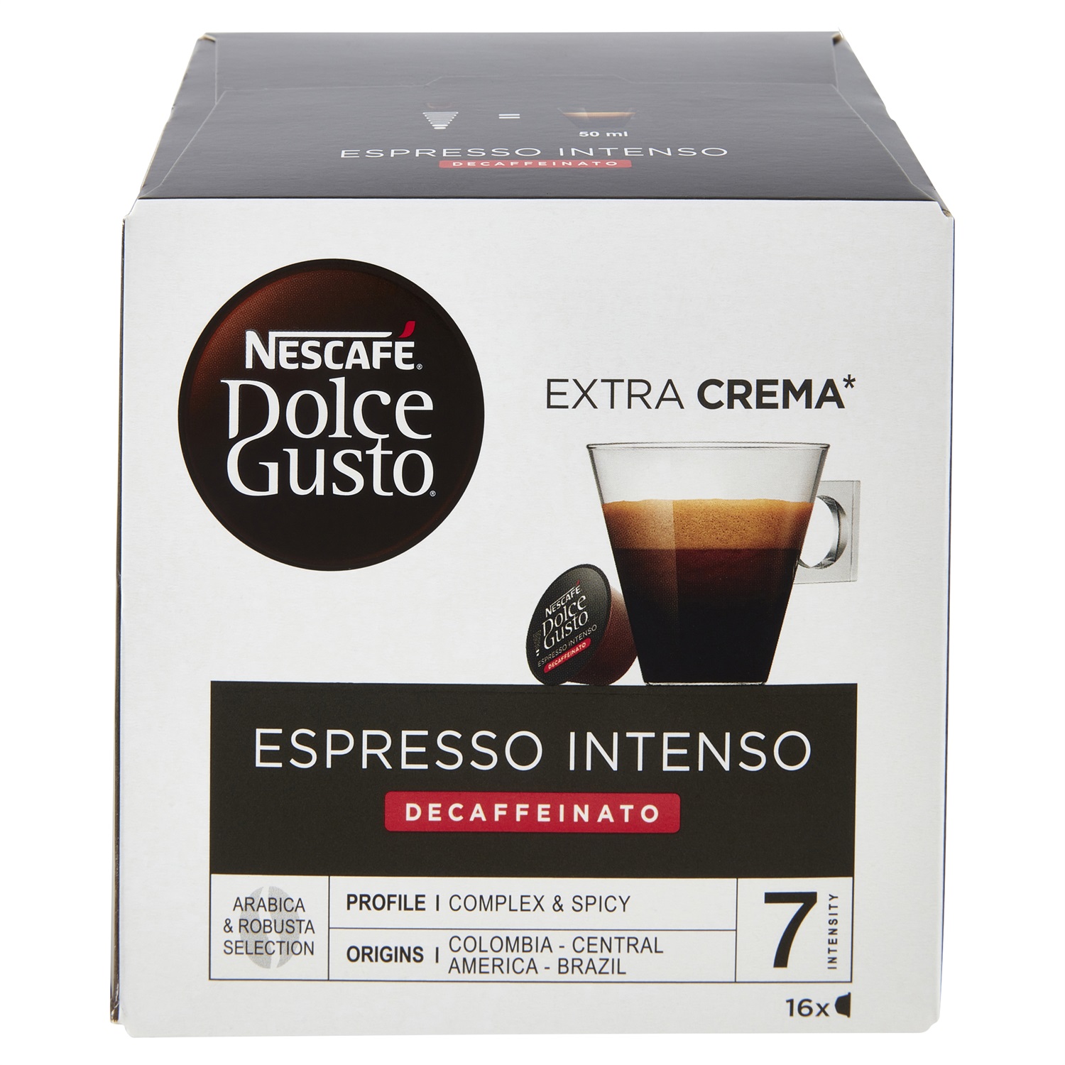 Nescafé Dolce Gusto Caffè Espresso Intenso Decaffeinato - 16 Capsule, Intensità 7/13, Nero