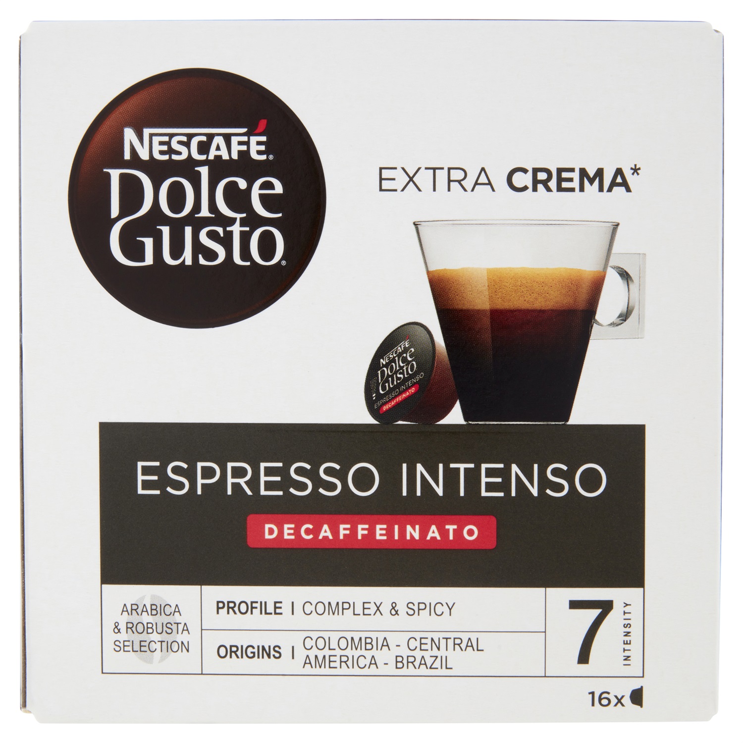 Nescafé Dolce Gusto Caffè Espresso Intenso Decaffeinato - 16 Capsule, Intensità 7/13, Nero