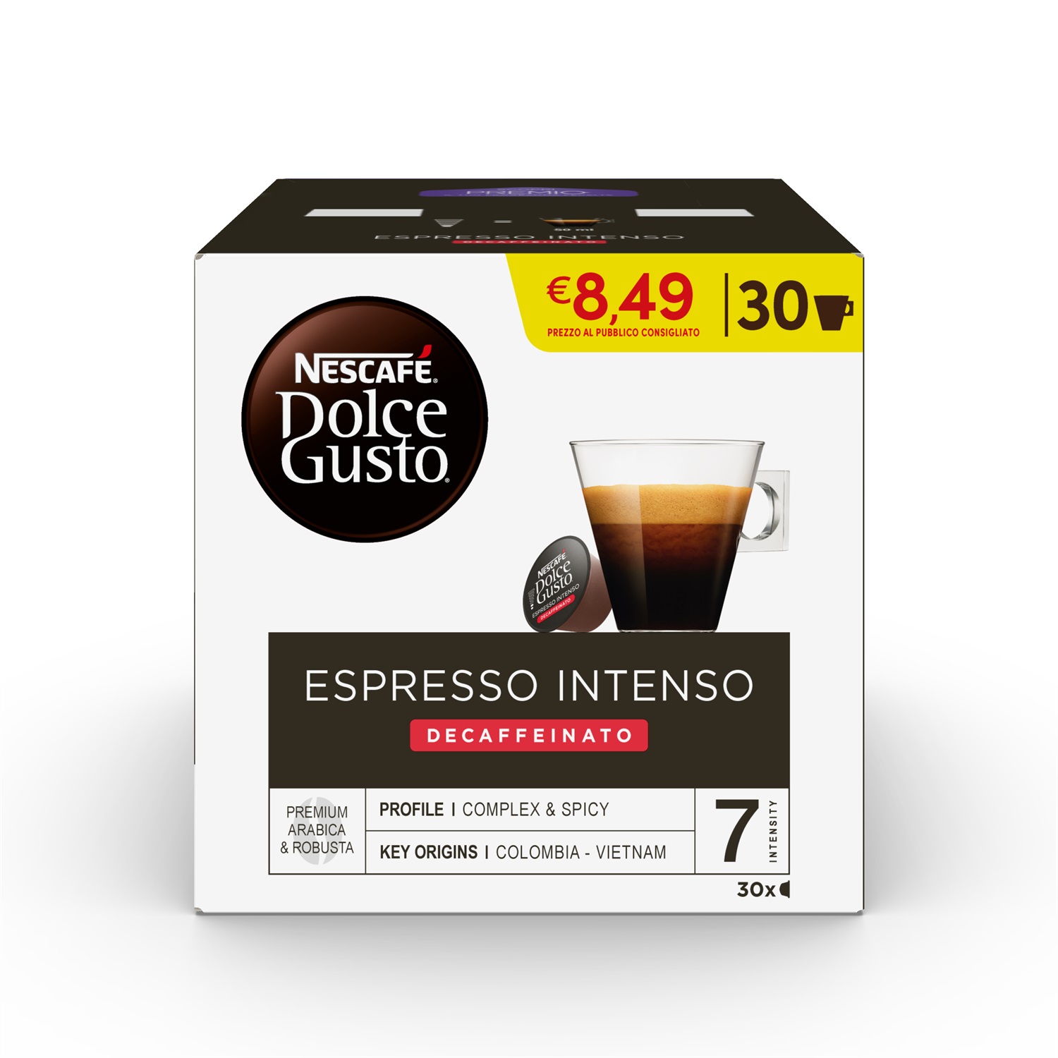 Nescafé Dolce Gusto Caffè Espresso Intenso Decaffeinato - 30 Capsule Compatibili
