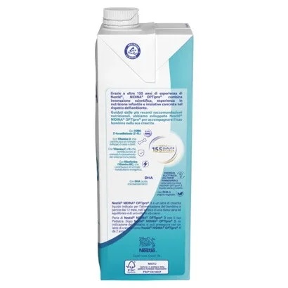 Nestlé NIDINA OPTIPRO 3 Formula Liquida per Bambini 1-2 Anni - Latte Scremato con Minerali e Vitamine, 1 Litro