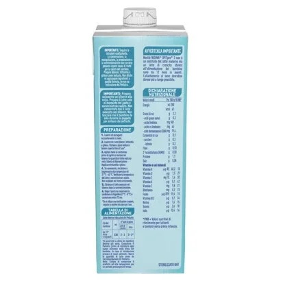 Nestlé NIDINA OPTIPRO 3 Formula Liquida per Bambini 1-2 Anni - Latte Scremato con Minerali e Vitamine, 1 Litro