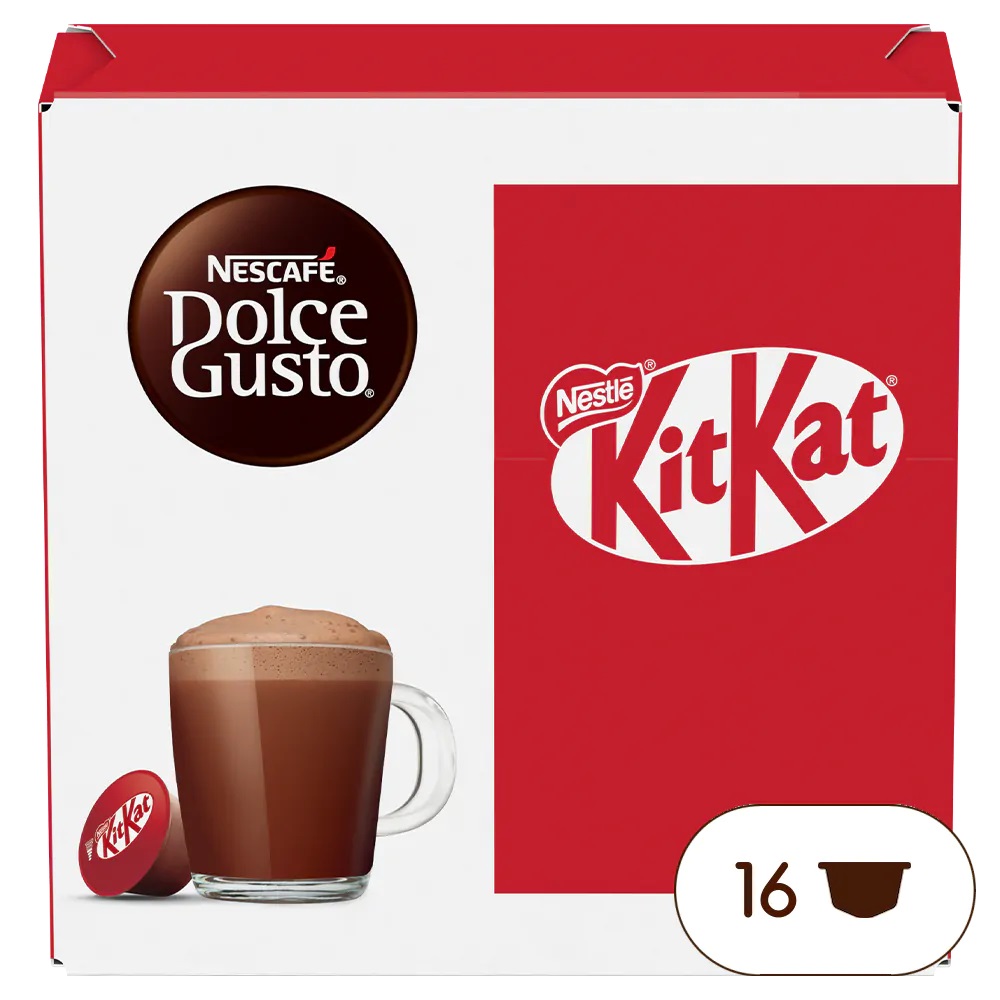 Nescafé Dolce Gusto KitKat - Capsule per bevanda al cacao e wafer, 16 capsule compatibili