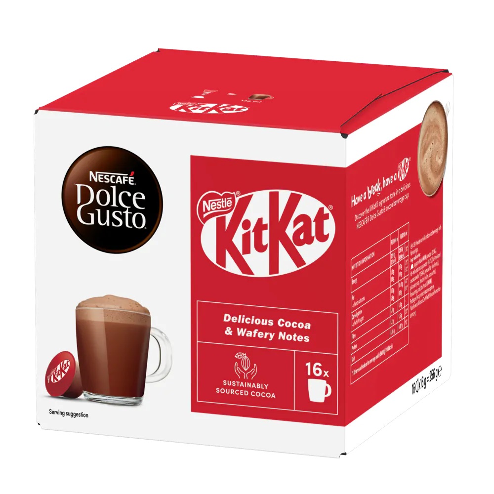 Nescafé Dolce Gusto KitKat - Capsule per bevanda al cacao e wafer, 16 capsule compatibili