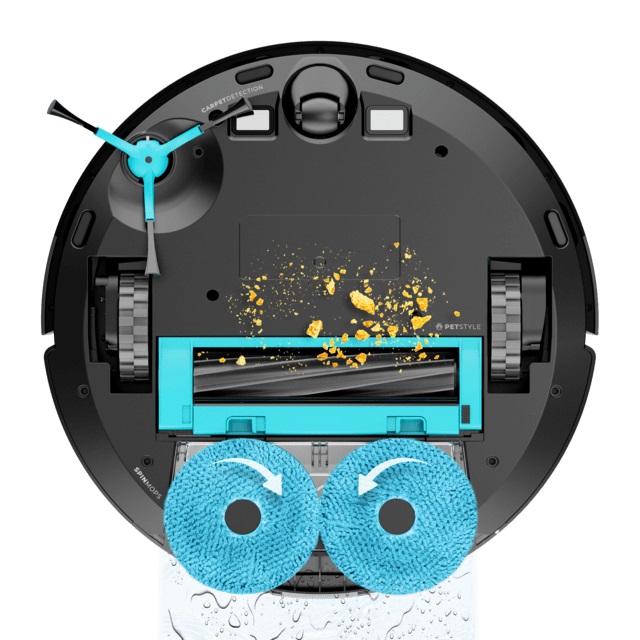 Cecotec Conga 9990 AI Spin Revolution Ultra Power - Robot Aspirapolvere con 10.000 Pa, Navigazione Laser, Base Autosvuotamento e Controllo App