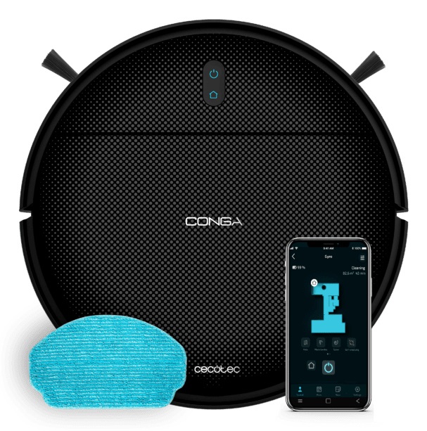 CECOTEC Conga M10 Robot Aspirapolvere e Lavapavimenti 2000 PA con Mop Giroscopico