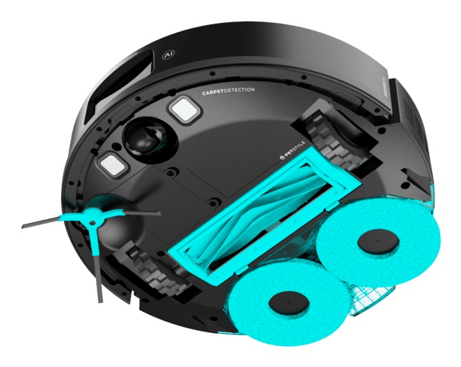 Cecotec Conga M100 Spin AI - Robot Aspirapolvere e Lavapavimenti con Intelligenza Artificiale, 20000Pa, Spazzola in Silicone Antigroviglio, Mop Rotanti, Autonomia fino a 220m², Controllo App 3.0