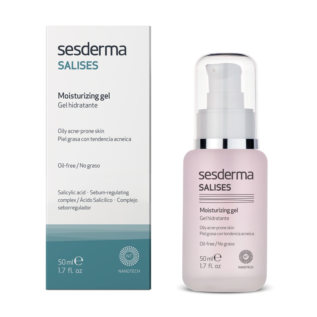 Sesderma Salises Gel Idratante per Viso 50 ml - Gel per Pelle Grassa e Acneica, Regola Secrezione Oleosa e Rimuove Impurità