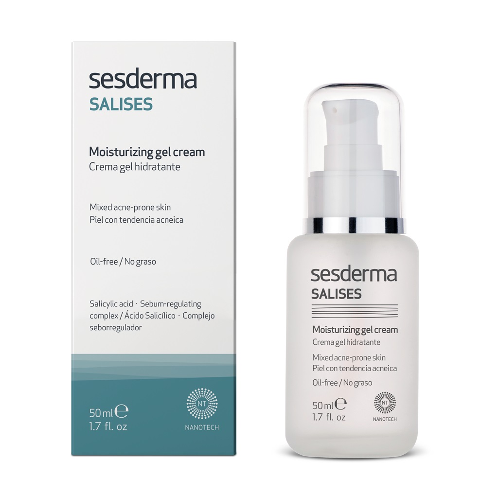 Sesderma Salises Crema-Gel Idratante 50 ml - Non Grassa, Priva di Profumo, con Acido Salicilico per Pelli a Tendenza Acneica