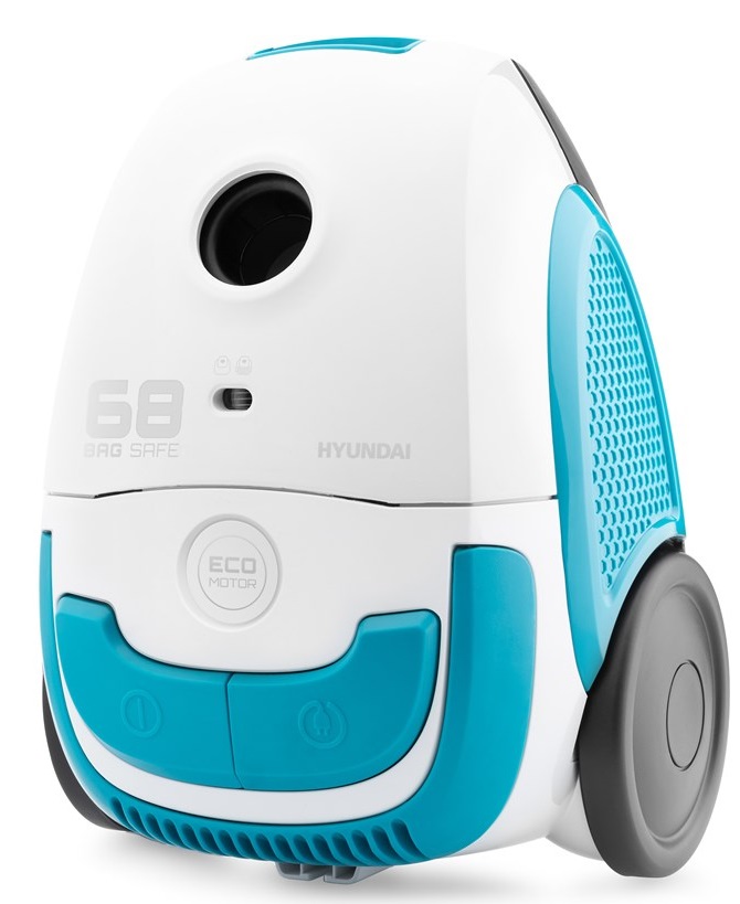 HYUNDAI ELECTRONICS Aspirapolvere con sacchetto VC068WB - 800W, Motore ECO, 2L, Bianco/Blu, Alta Efficienza di Aspirazione