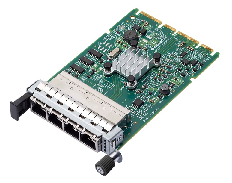Broadcom N41T Scheda di Interfaccia e Adattatore Interno RJ-45 - PCIe, 4x 1GbE, Verde, Raffreddamento Passivo, 5 Gbit/s