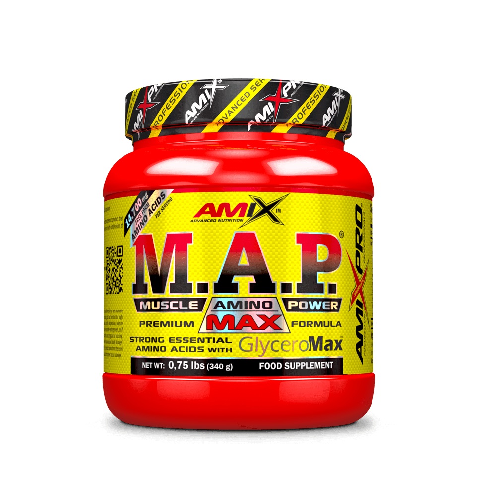 Amix M.A.P. - Muscle Amino Power 340g con GlyceroMax - Integratore in polvere pre-allenamento con aminoacidi essenziali