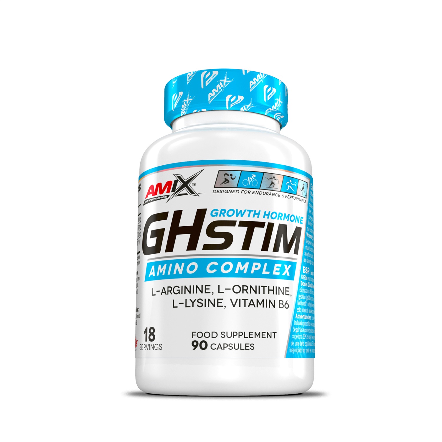 Amix GH Stim Amino Complex - Integratore con L-Arginina, L-Ornitina, L-Lisina e Vitamina B6, 90 capsule