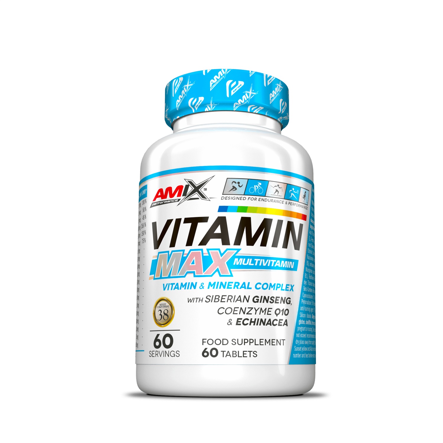 Amix Vitamin Max Multivitamin - 60 tavolette con vitamine, minerali, ginseng, echinacea e coenzima Q10