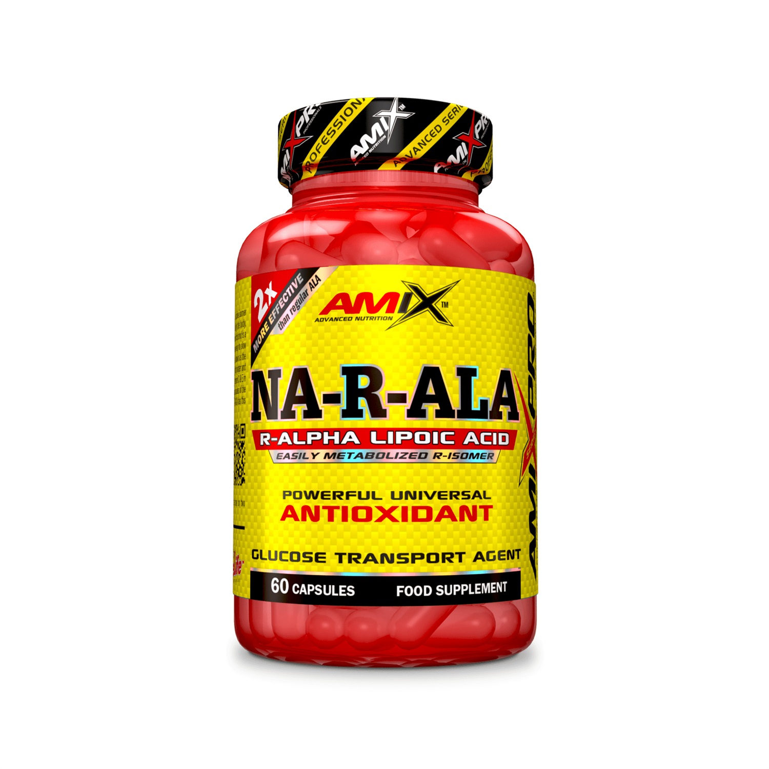 Amix NA-R-ALA 60 Capsule - Acido Alfa Lipoico R Naturale Puro, Senza Glutine e Vegetariano