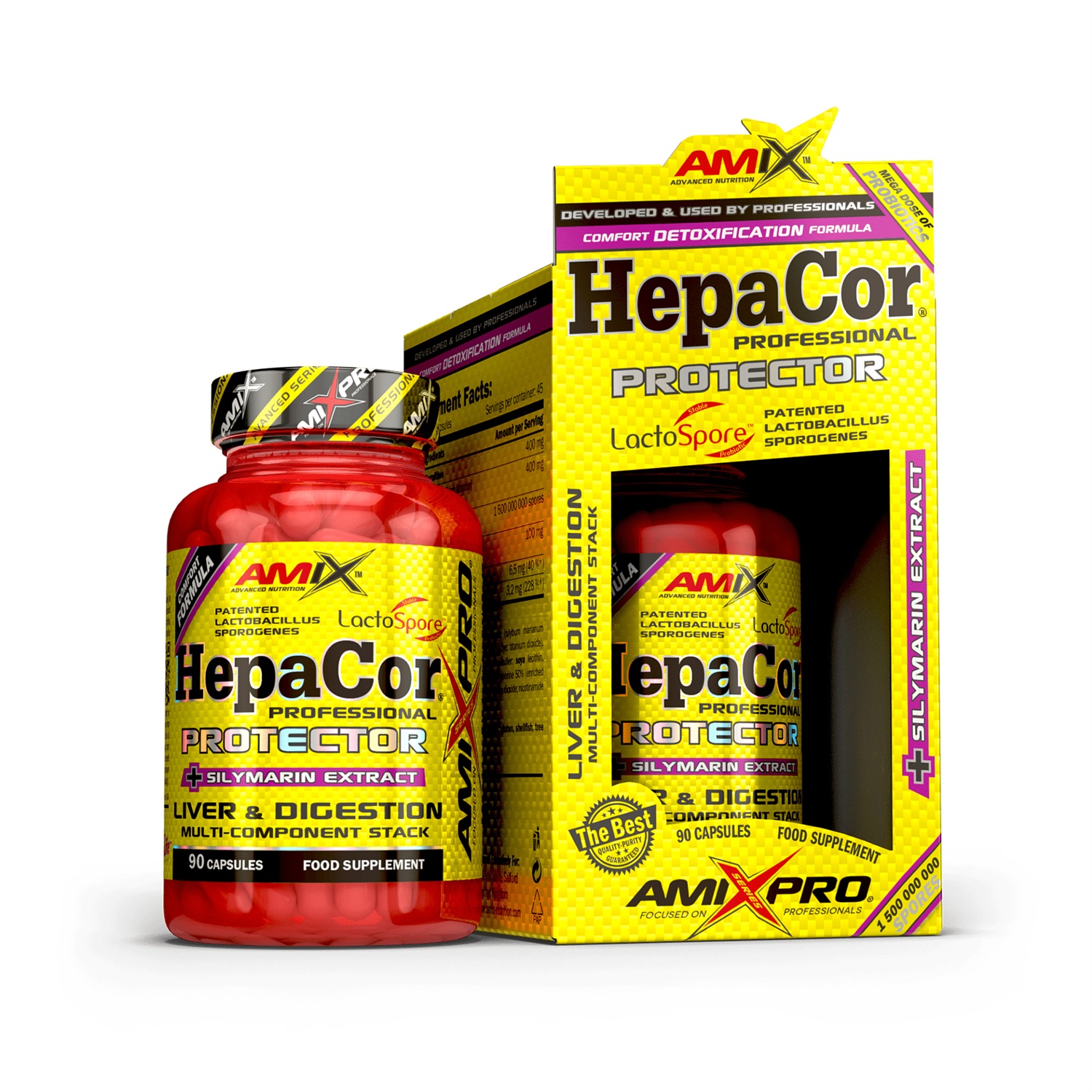 Amix HepaCor Protector - Integratore alimentare con Acetil L-carnitina, Silimarina e Vitamine - 90 Capsule