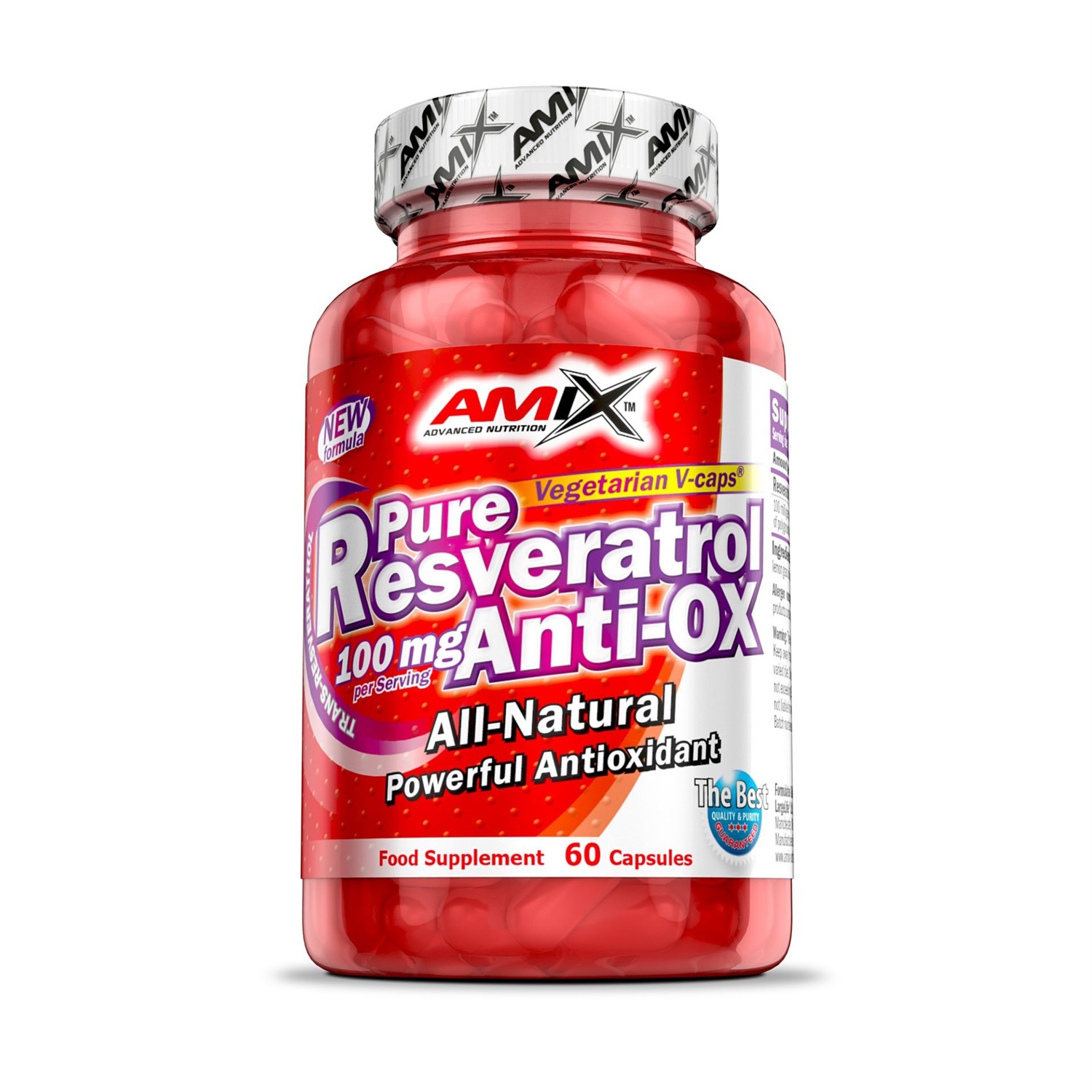 Amix Pure Resveratrol Anti-OX - Integratore Antiossidante con 50 mg di Resveratrolo per 60 Capsule