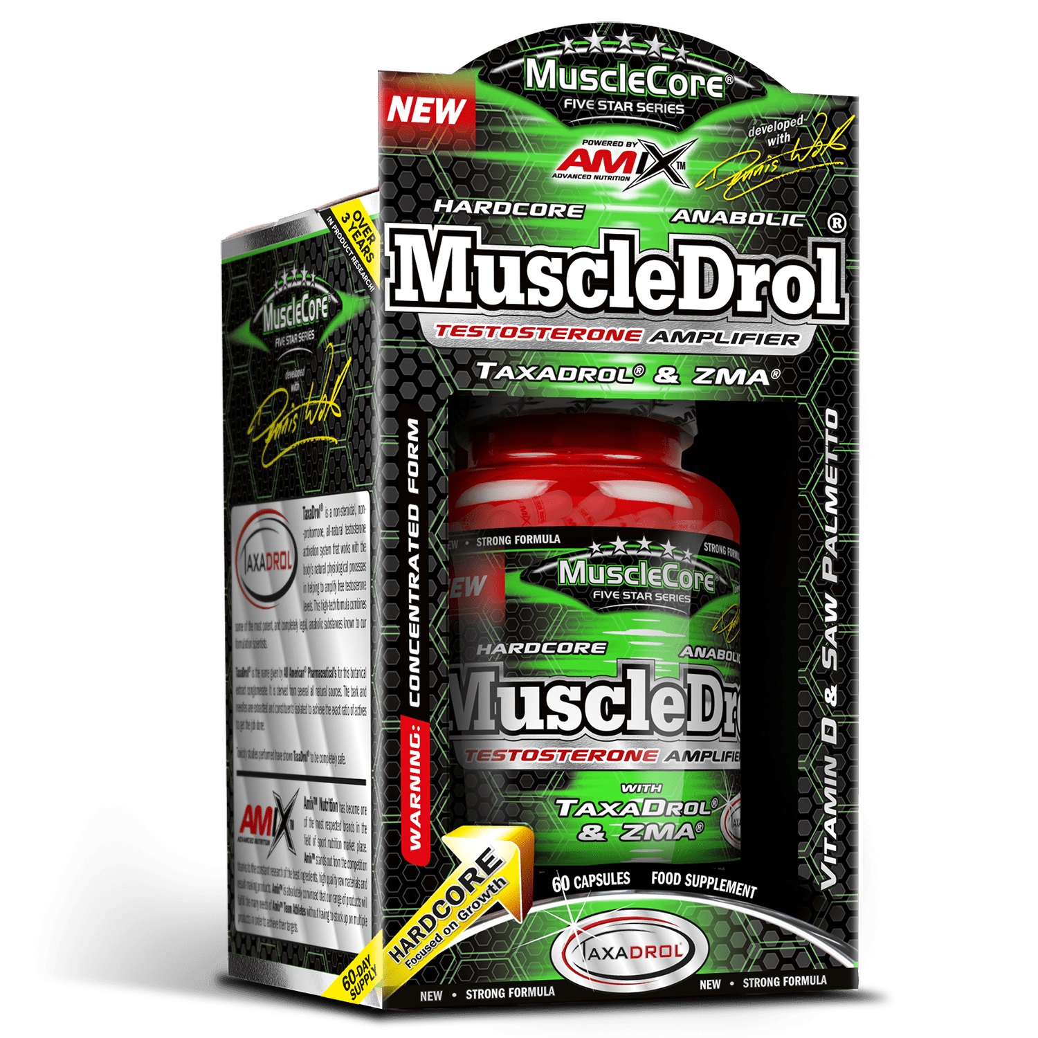 Amix MuscleDrol - Integratore alimentare con estratti vegetali, zinco e vitamina B6 - 60 capsule