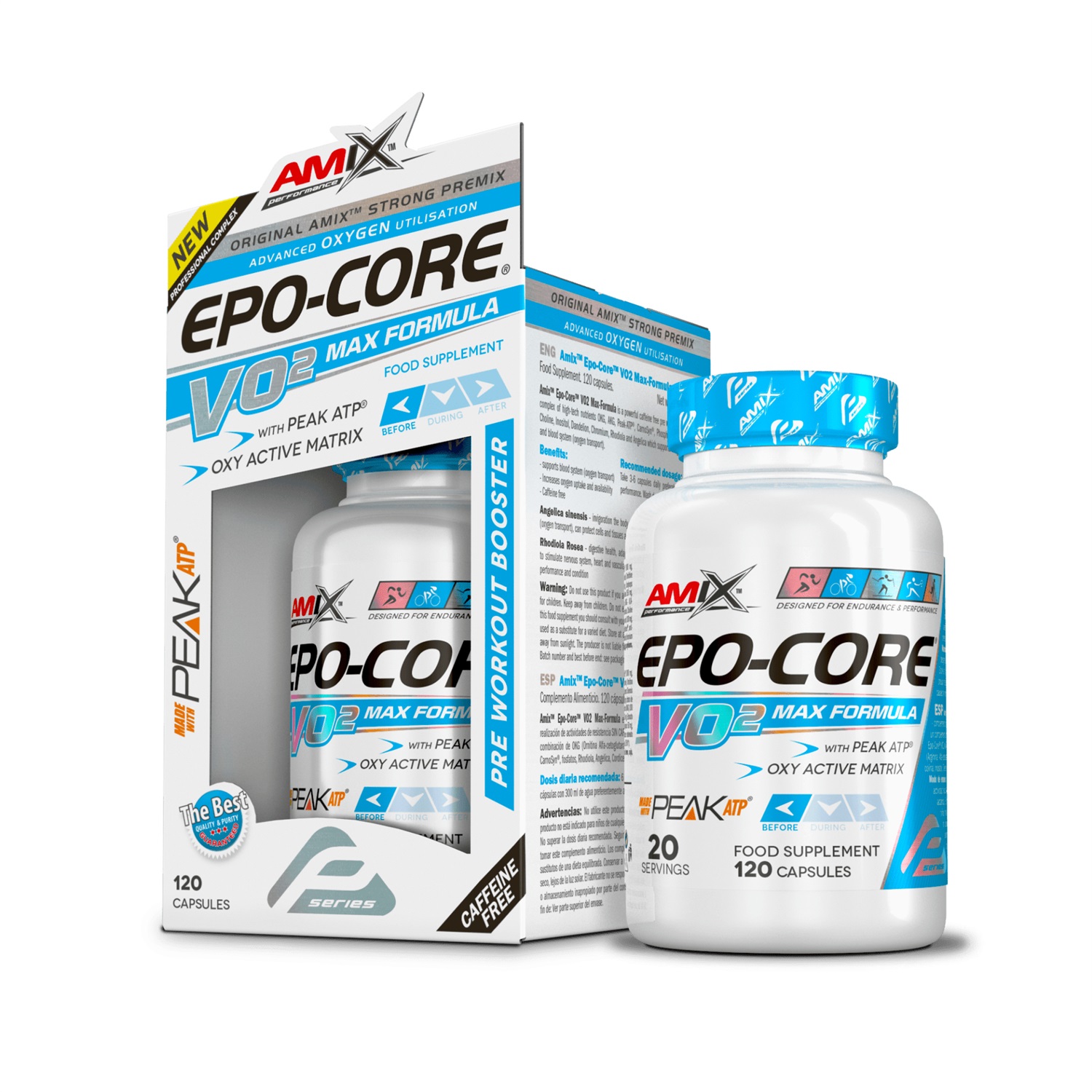 Amix Epo-Core VO2 Max Formula - Integratore Pre-Allenamento con Aminoacidi e Estratti Vegetali - 120 Capsule