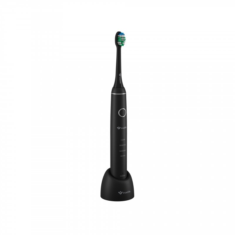 TrueLife SonicBrush Compact Duo Set - 2 Spazzolini Elettrici Sonici con Custodie, Stazioni di Ricarica e Testine, 4 Modalità di Pulizia, 70000 Movimenti al Minuto