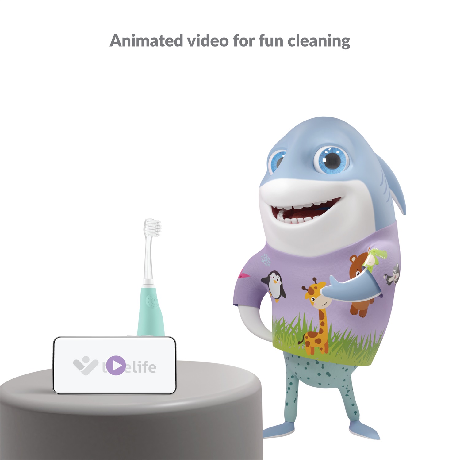 TrueLife SonicBrush Baby G - Spazzolino sonico per bambini 3-6 anni con video educativo, timer, 3 testine, setole morbide e illuminazione a LED