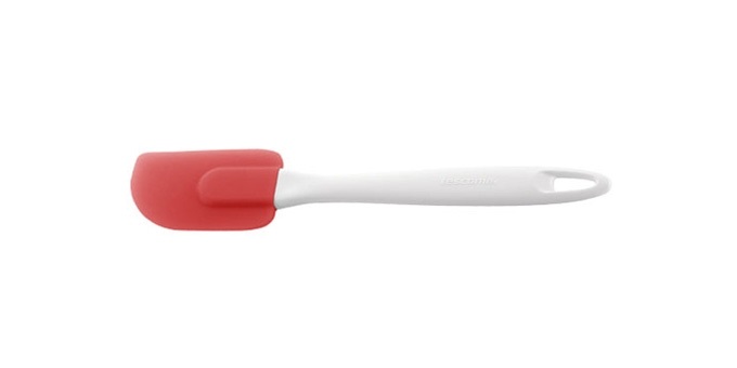 Tescoma Spatola in Silicone Presto 26 cm - Flessibile, Resistente al Calore fino a 220 °C, Colori Rosso e Bianco, con Gancio per Appendere