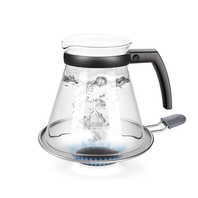 Tescoma Teo Teiera Con Filtro in Vetro Borosilicato, 1.25 L, Nero, Infusiera per Tè e Caffè, Lavabile in Lavastoviglie