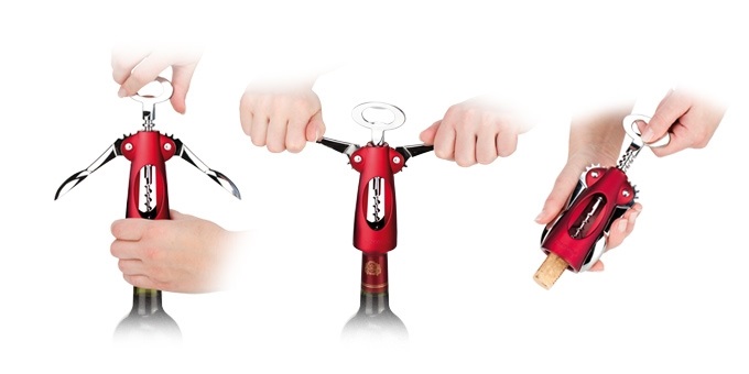 Tescoma Uno Vino 695412 Cavatappi Automatico con Levacapsule - Ideale per Bottiglie di Vino e Tappi Lunghi