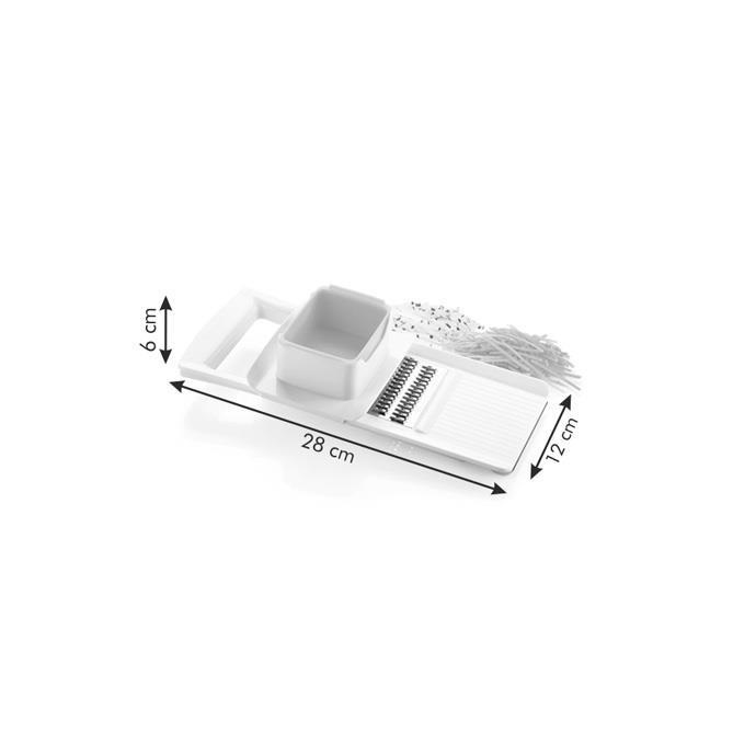 Tescoma Grattugia Julienne Handlich - Grattugia e Spiralizzatore Manuale con Lama in Acciaio Inossidabile, Serbatoio e Pressino, Arancione e Bianco