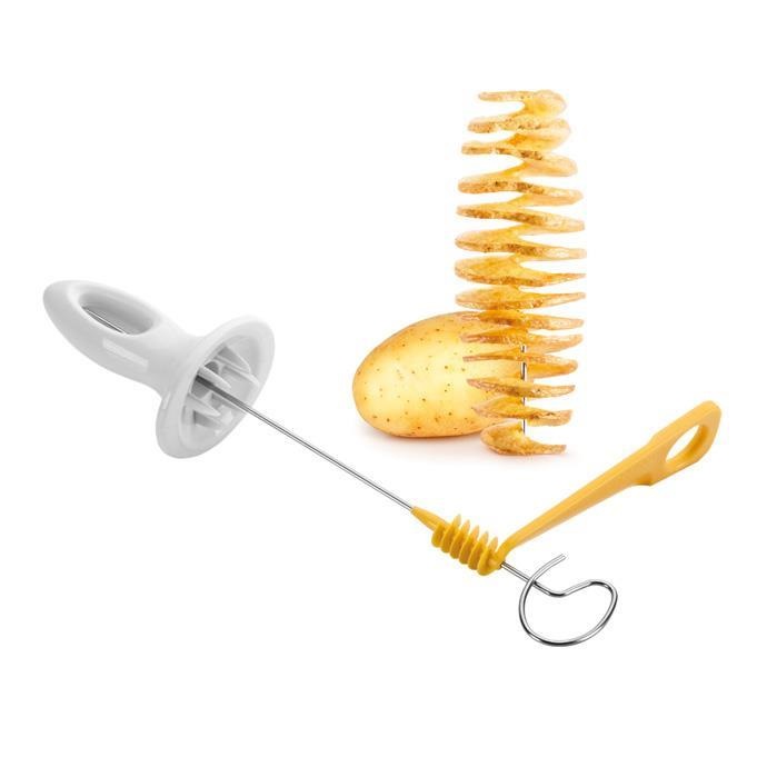 Tescoma 420637 Presto Taglia Patate a Spirale con 4 Spiedini in Acciaio Inossidabile, Bianco/Giallo