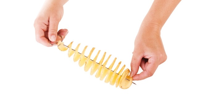 Tescoma 420637 Presto Taglia Patate a Spirale con 4 Spiedini in Acciaio Inossidabile, Bianco/Giallo