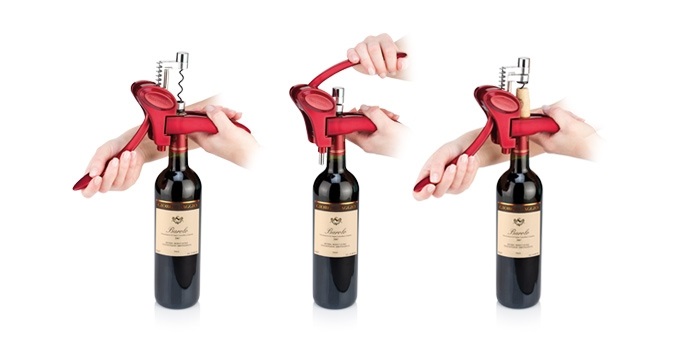 Tescoma 695410 Uno Vino Cavatappi a Leva 20 cm con Finitura Soft Touch e Spirale Antiaderente