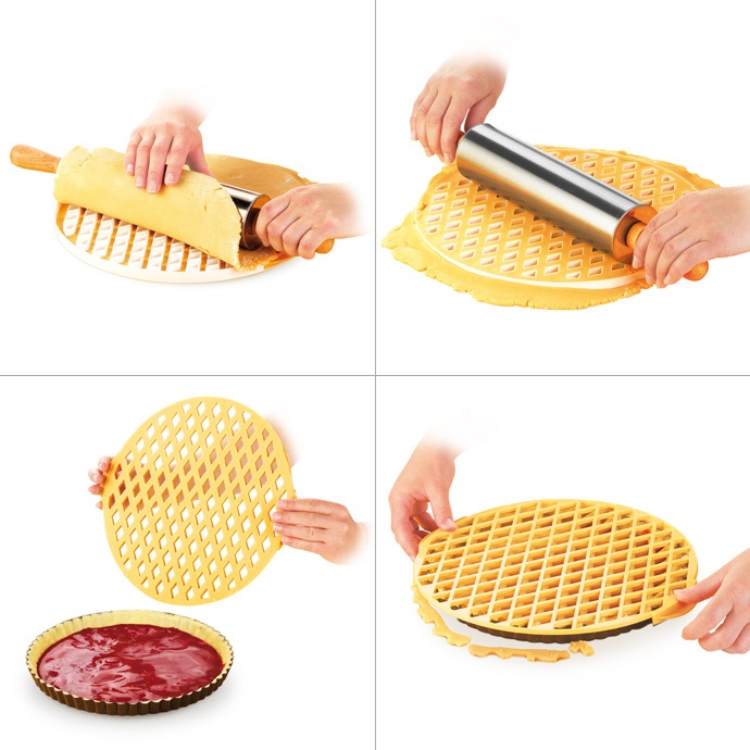 Tescoma Delícia Reticolo Tagliapasta per Crostata in Plastica Giallo/Bianco, Diametro 30 cm