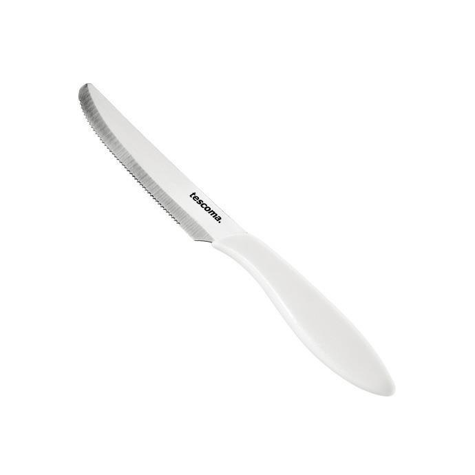 Tescoma Coltello da Tavola 6 Pezzi Linea Presto - Acciaio Inossidabile, Impugnatura Ergonomica Bianco, 12 cm