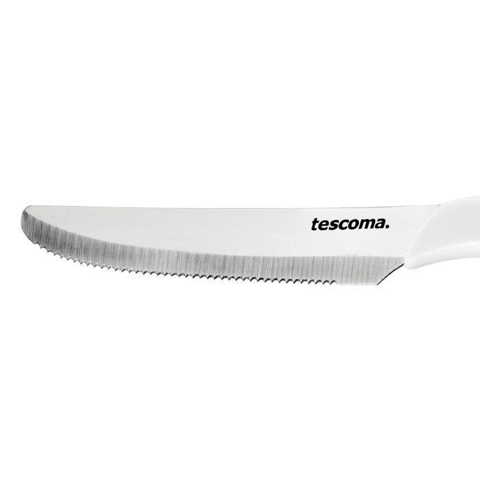Tescoma Coltello da Tavola 6 Pezzi Linea Presto - Acciaio Inossidabile, Impugnatura Ergonomica Bianco, 12 cm