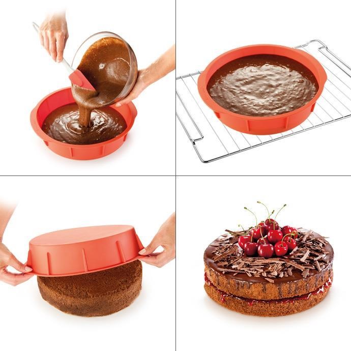 Tescoma Tortiera Tonda cm26 DELÍCIA in Silicone Rosso - Cod. 629418, Flessibile e Adatta a Forni