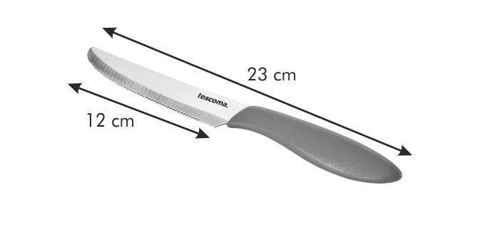 Tescoma Set 6 Coltelli Tavola Presto - Acciaio Inossidabile, Marrone, 12 cm, Impugnatura Ergonomica