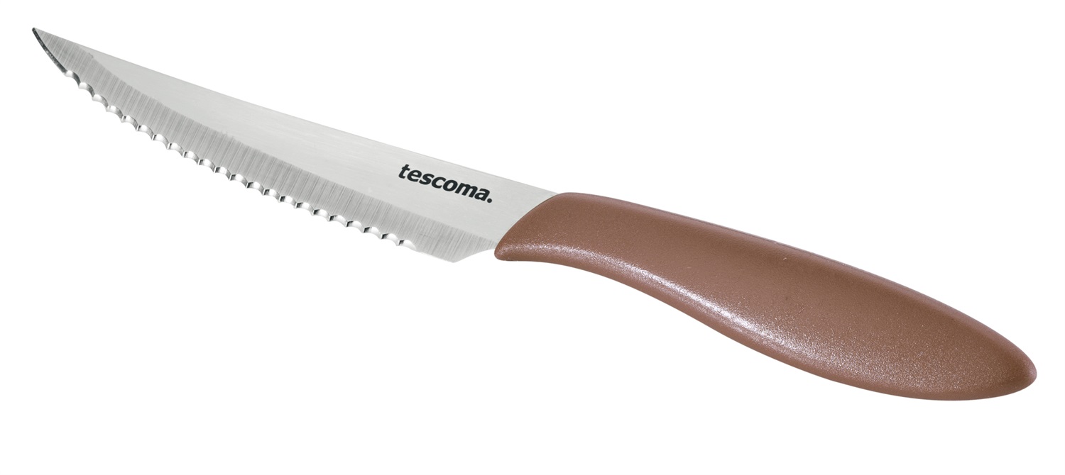 Tescoma Set 6 Coltelli Bistecca Presto in Acciaio Inossidabile con Impugnatura Ergonomica Marrone - 12 cm