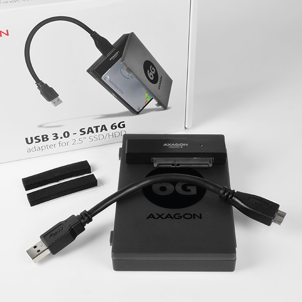 AXAGON ADSA-1S6 - Disco Rigido Esterno USB 3.0 per SSD e HDD da 2,5'' con SATA 6G UASP