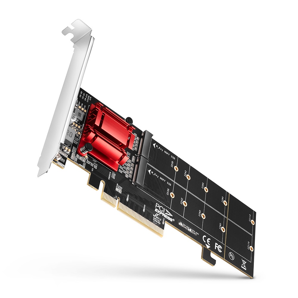 AXAGON PCEM2-ND Controller PCIe x8 per Due SSD M.2 NVMe M-Key con Supporto RAID