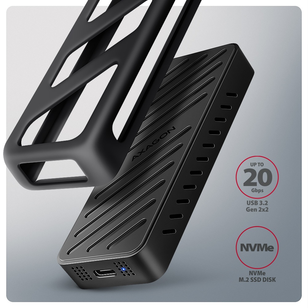 AXAGON EEM2-20G Custodia SSD Esterno M.2 NVMe USB-C 20Gbps Nero