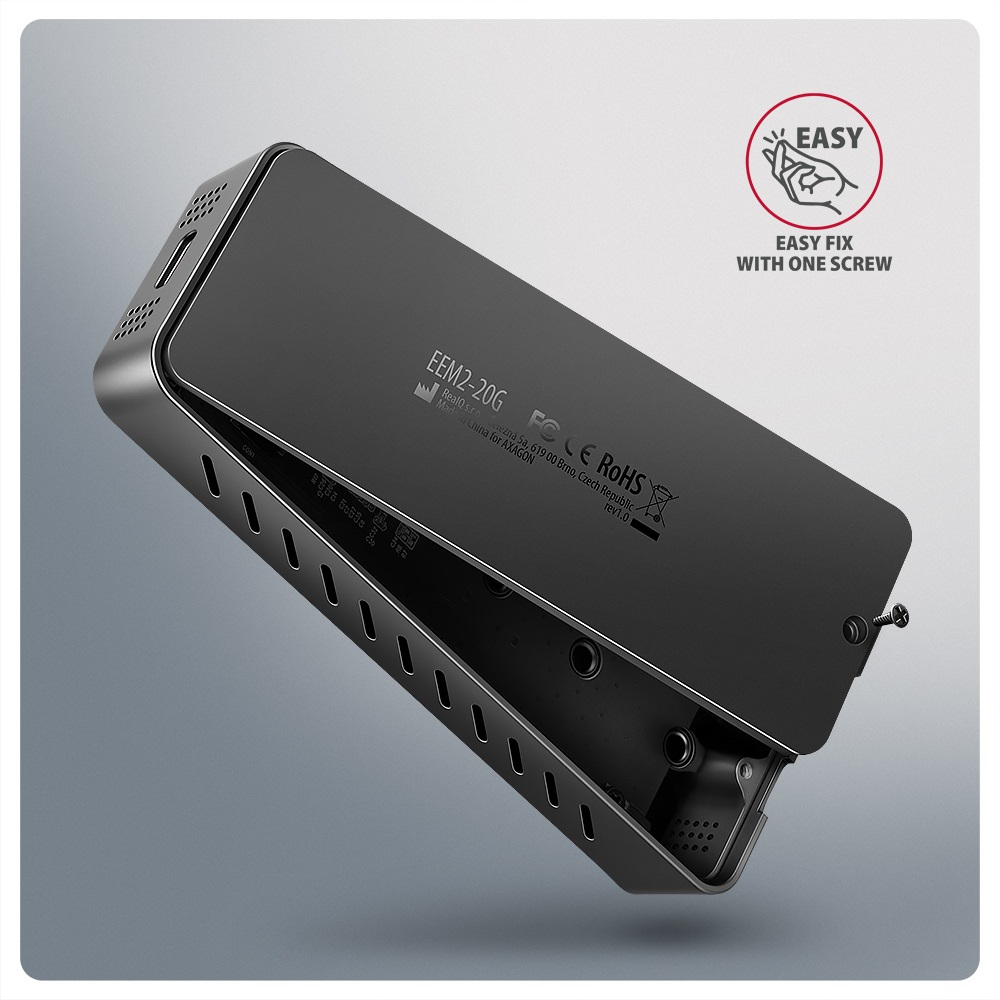 AXAGON EEM2-20G Custodia SSD Esterno M.2 NVMe USB-C 20Gbps Nero