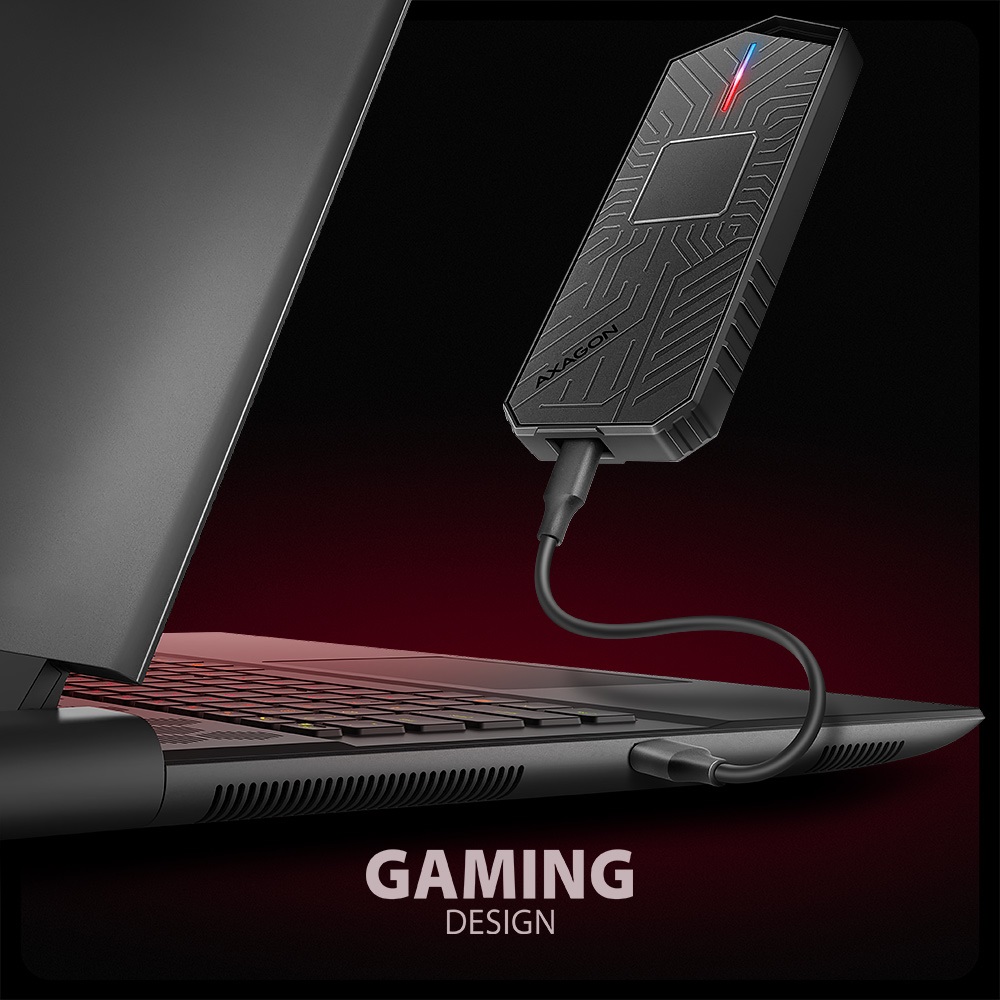 Axagon EEM2-GAM Box SSD Esterno USB-C 10Gbps per M.2 NVMe e SATA - Design Senza Viti