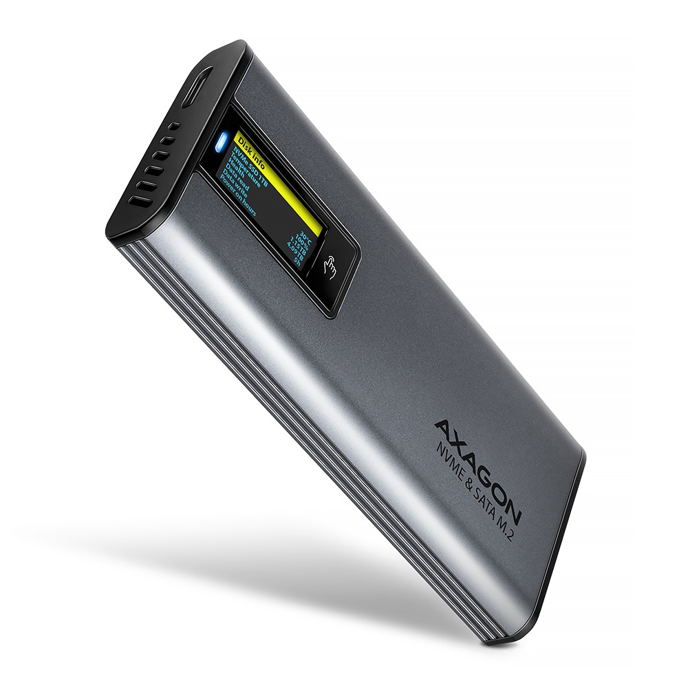 AXAGON EEM2-SD2 Box Esterno SSD M.2 NVMe/SATA USB 3.2 Gen 2 - Fino a 10 Gbit/s, Grigio