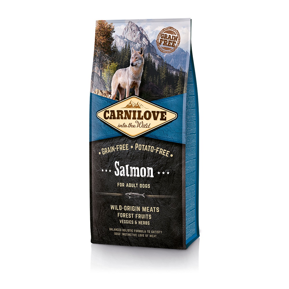 Carnilove Crocchette per Cani Adulto Salmone 12 kg - Senza Cereali, 45% Salmone, Ricche di Omega-3