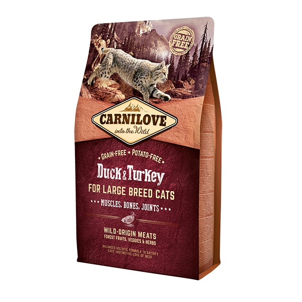 CARNILOVE Gatto Adulto Anatra & Tacchino 400 g - Cibo Secco Senza Cereali per Razze Grandi