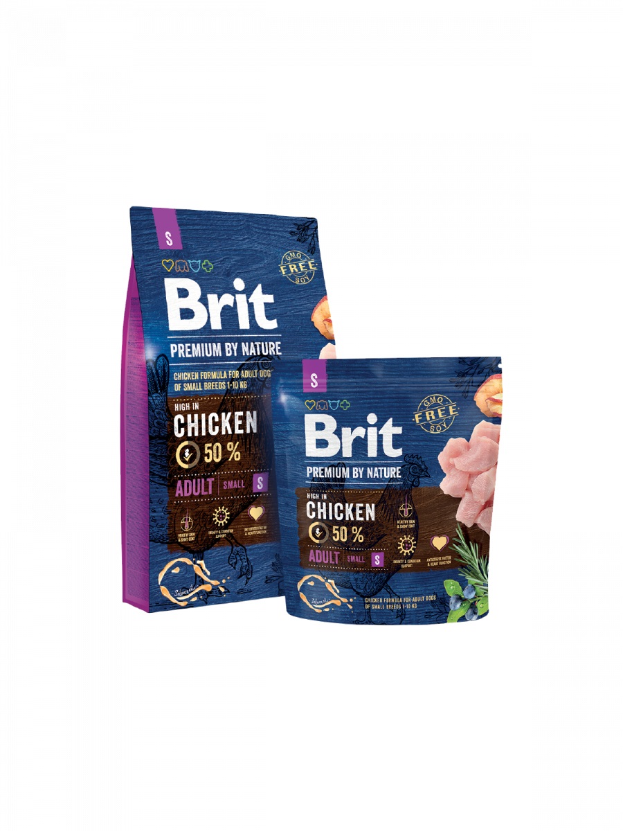 Brit Premium By Nature Adult S Cibo Secco per Cani di Piccola Taglia (1-10 kg) con Pollo - 8 kg