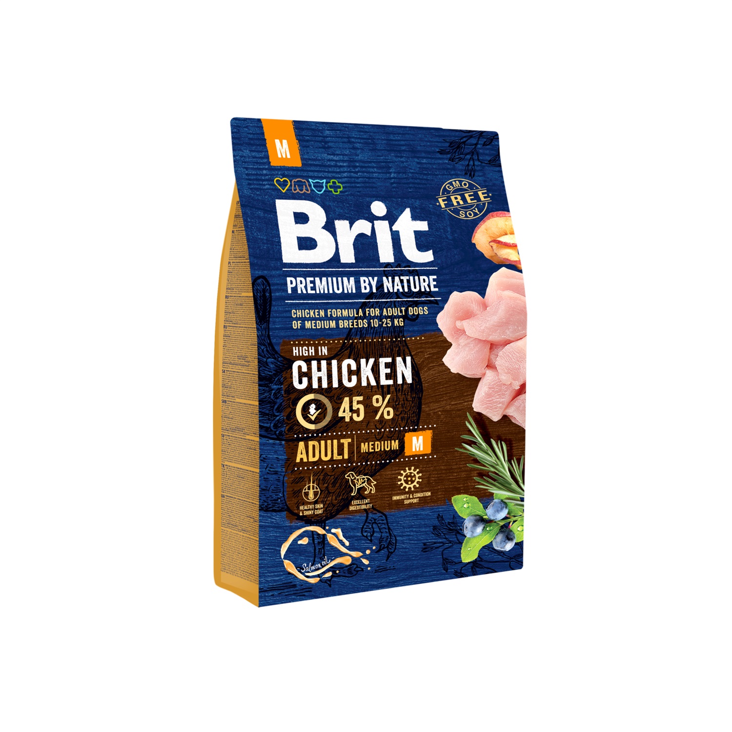 Brit Premium by Nature Cibo Secco per Cani Adulto Medium Pollo 3 kg - Alimento Completo con Maggior Contenuto di Carne