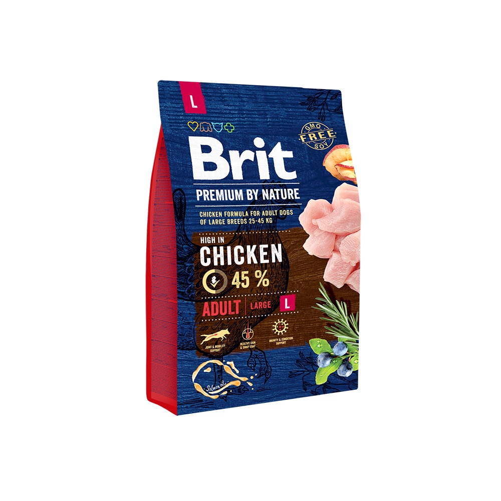 Brit Premium by Nature Cibo Secco per Cani Adulto Large Pollo 3 kg - Nutrimento per Articolazioni e Pelle Sana