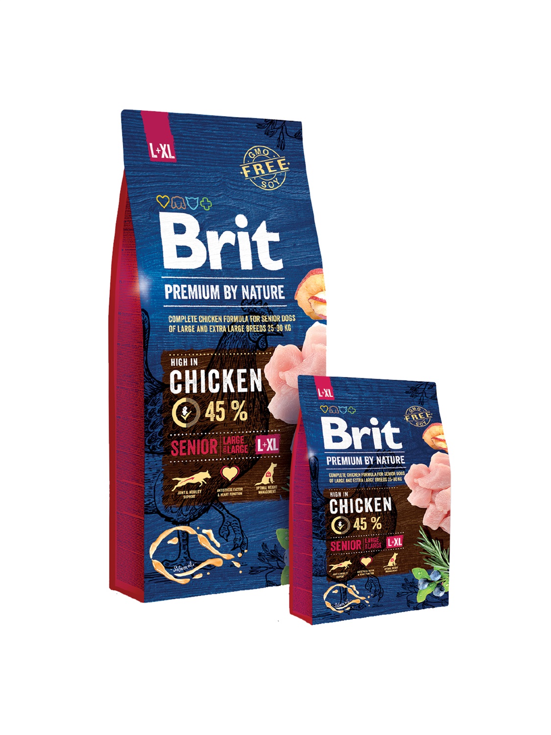 Brit Premium By Nature Senior L XL 15 kg - Alimento secco completo con Pollo, Mela e Mais per cani anziani di taglia grande ed extra-large