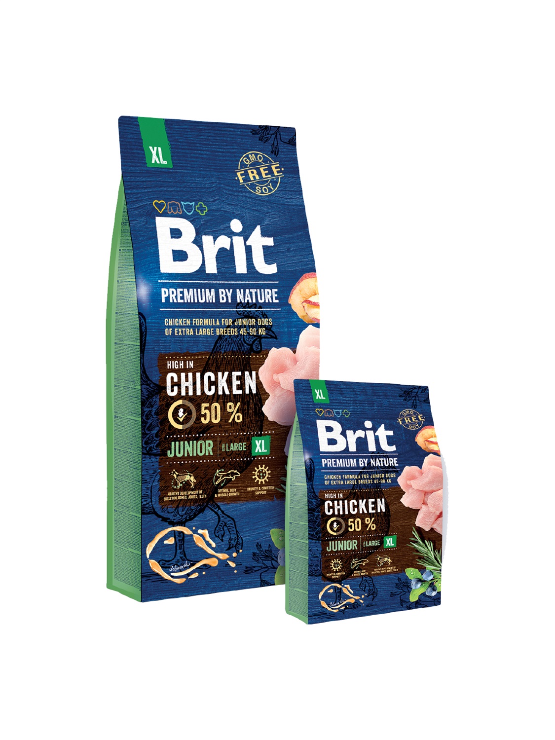 Brit Premium by Nature Junior XL Crocchette per Cani con Pollo - 15 kg, Nutrizione Ipoallergenica per Cuccioli di Razze Giganti